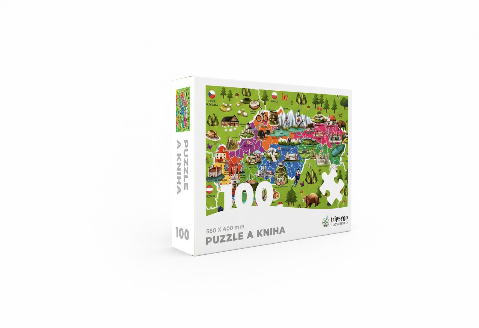 Ilustrované Puzzle a Tematická Kniha (100 dielikov) TripsyGo puzzle Slovensko pre deti – 100 dielikov puzzle a kniha